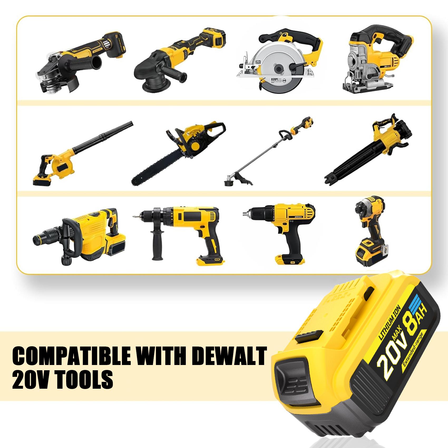Upgraded 4-Pack 20V 8.0Ah Lithium Ion Batteries for De-walt 20 Volt Max XR Tools DCB200 DCB201 DCB203 DCB204 DCB206 DCB207 High Capacity Long-lasting Power Upgraded 4-Pack 20V 8.0Ah Lithium Ion Batteries for De-walt 20 Volt Max XR Tools DCB200 DCB201 DCB203 DCB204 DCB206 DCB207 High Capacity Long-lasting Power
