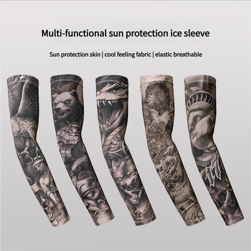 12pcs Ice Silk Tattoo Arm Sleeves Sun Protection Breathable for Running Fishing Biking Ultimate Cooling Function Multi-functional Sun Protection Skin Cool Feeling Fabric Elastic