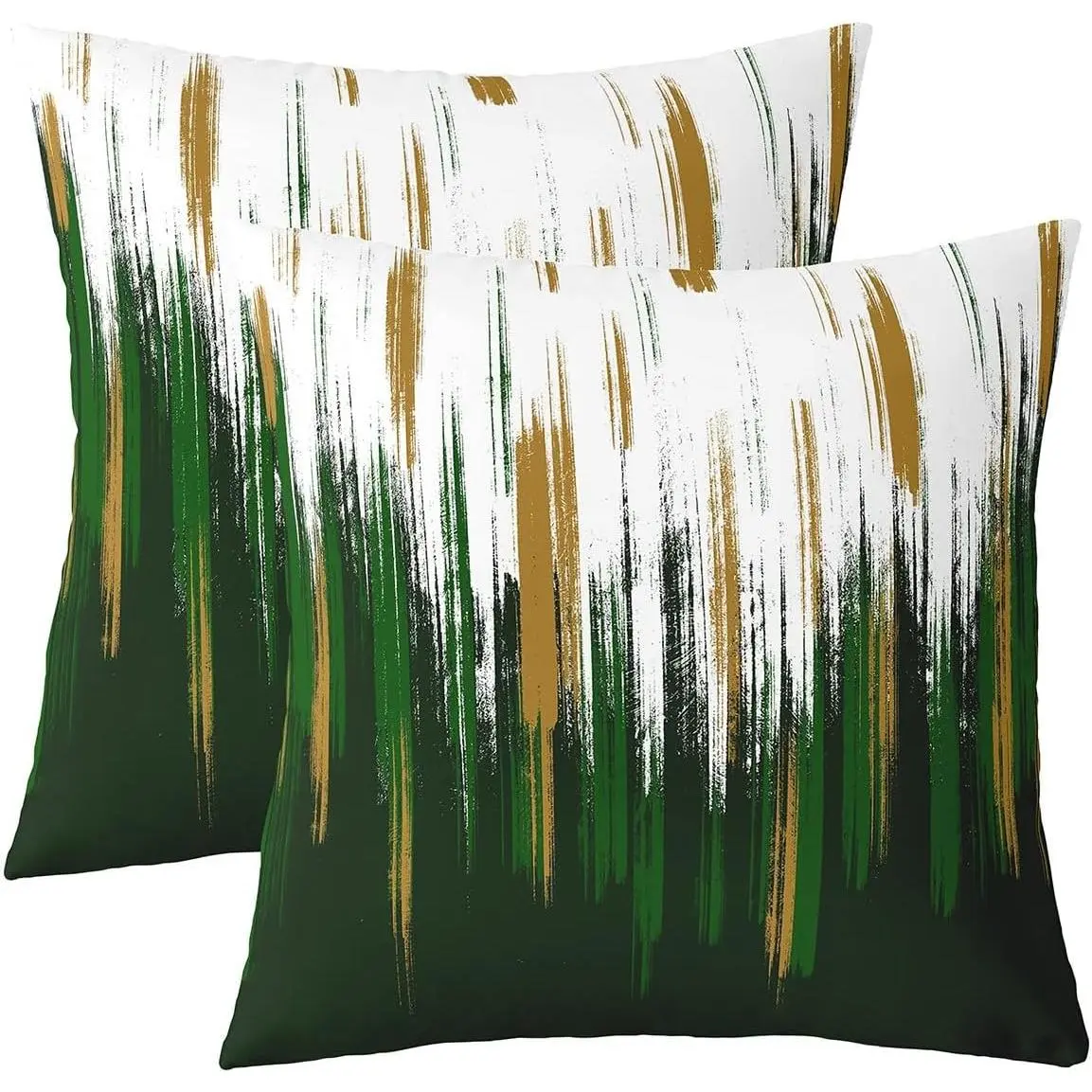 Dark Green Throw Pillow Covers Modern Oil Painting Abstract Cushion Cover Green White Yellow Brush Strokes Graffiti Art Throw Bed Couch Sofa Chic Vintage Home Decor