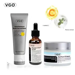 VGO-Vitamin C Serum, Moisturizer, and Facial Cleanser Set Cleansing Moisturizing Suitable for sensitive skin-Live  Gentle Hyaluronic Skin Repair Comfort Hydrate MoistureC and Reduce wrinkles radiant care hydrating essence