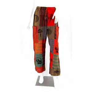 Colorful Patchwork Cotton Harem Pants | Mixed Print Design