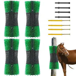 GARVEE Set of 4 Scratching Brushes for Livestock, Large Grooming Brushes for Cleaning and Massaging Cows, Relieve Itching on Livestock Backs, Brush for Horses, Cows
