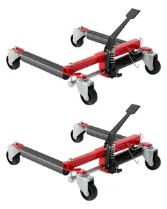 Hydraulic Car Wheel Dolly Set of 2, Heavy Duty 3,000 LBS Capacity Vehicle Dollies with Foot Pedal for Tire Auto Repair Moving, Red