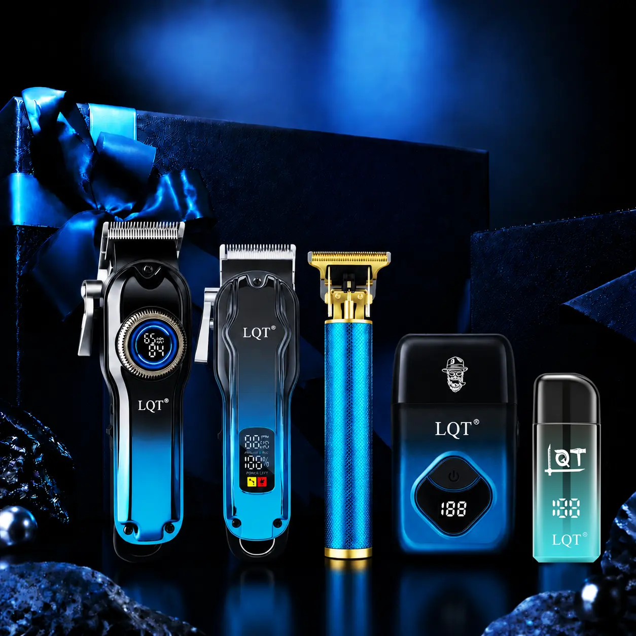 LQT Professional Men's Grooming Kit - Cordless Hair Clipper & Trimmer Set, Foil Shaver, Nose Trimmer, Mustache Tool with Stainless Steel Blades, Rechargeable Barber Equipment, Haircut Set, Men's Stuff, Tools and Gadgets,