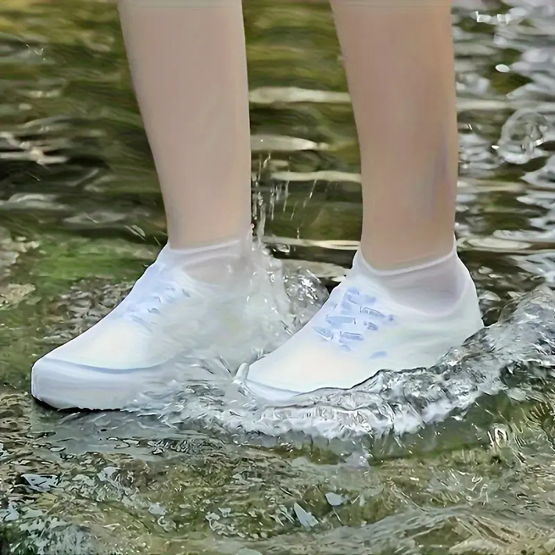 6pcs Heavy-Duty Shoe Covers - Waterproof Non-Slip Shoe Protectors with Transparent Bottom, All-Weather Boot Covers for Hiking, Rain, Snow, Mud - Easy-Clean Foot Guards Compatible with Most Shoes/Boots - Ideal for Camping, Gardening, Farming -
