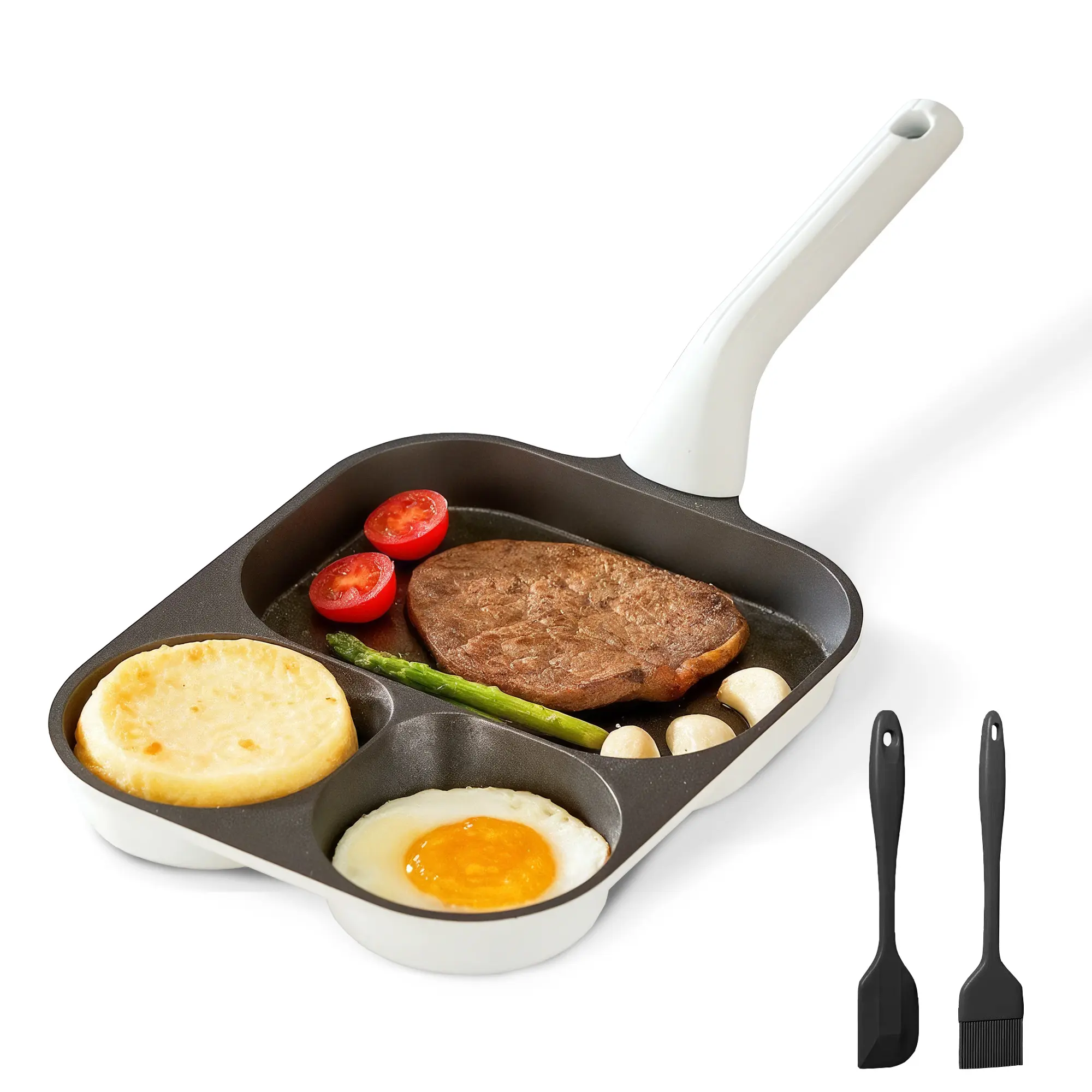 Puraville Egg Omelette Pan, 3-Cup Nonstick Titanium Ceramic Omelette Skillet Pancake Pan and Healthy Egg Cooker Suitable for Gas Stove and Induction Cookware