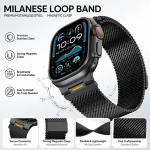 Vmylan Rugged Milanese Loop Band for Apple Watch Ultra 3/2/1 49mm 46mm 45mm 44mm 42mm, Heavy-Duty Stainless Steel Metal Mesh Strap with Magnetic Clasp, Hardcore Men's Wear