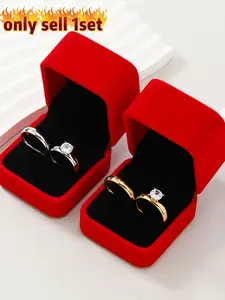 Fashion Stainless Steel Durable Couple Ring Set, Engagement Rings, Wedding Accessories, Includes Gift Box, Perfect for Couples