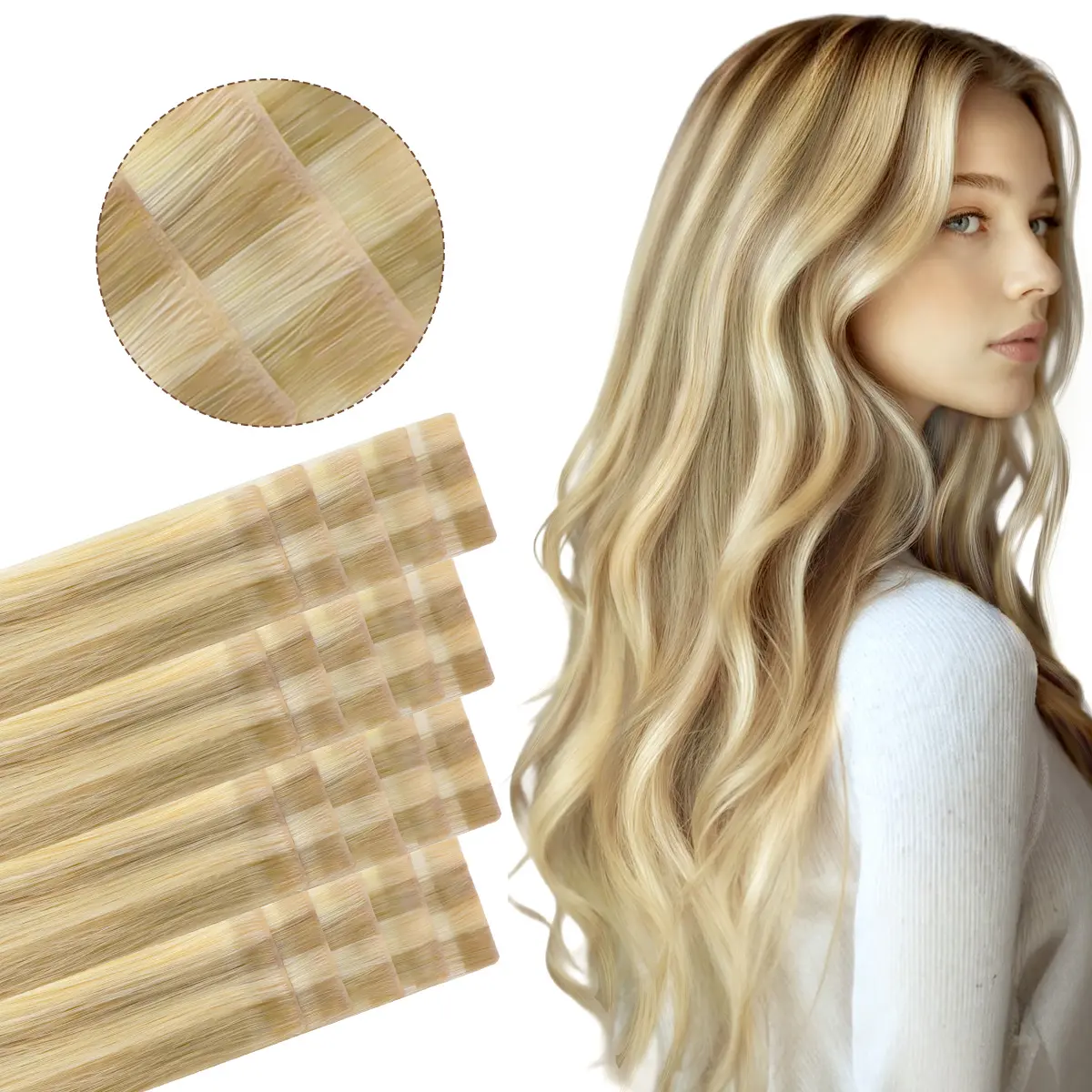 16/22-Light Blonde Highlighted Golden Blonde