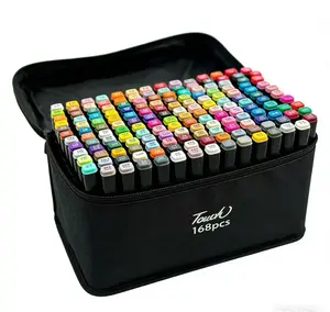 KIDGENIUS Dual Tip Alcohol Art Markers Set 168 Vibrant Colors Quick Dry Ink Portable Case for Outdoor Sketching & Art Creation