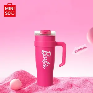 BARBIE Pink Tumbler Cup 1.6L Stainless Steel with Straw, Lid Portable Water Bottle for Daily Use and Back to School Gifts Mug Drinkware Flasks Bottled