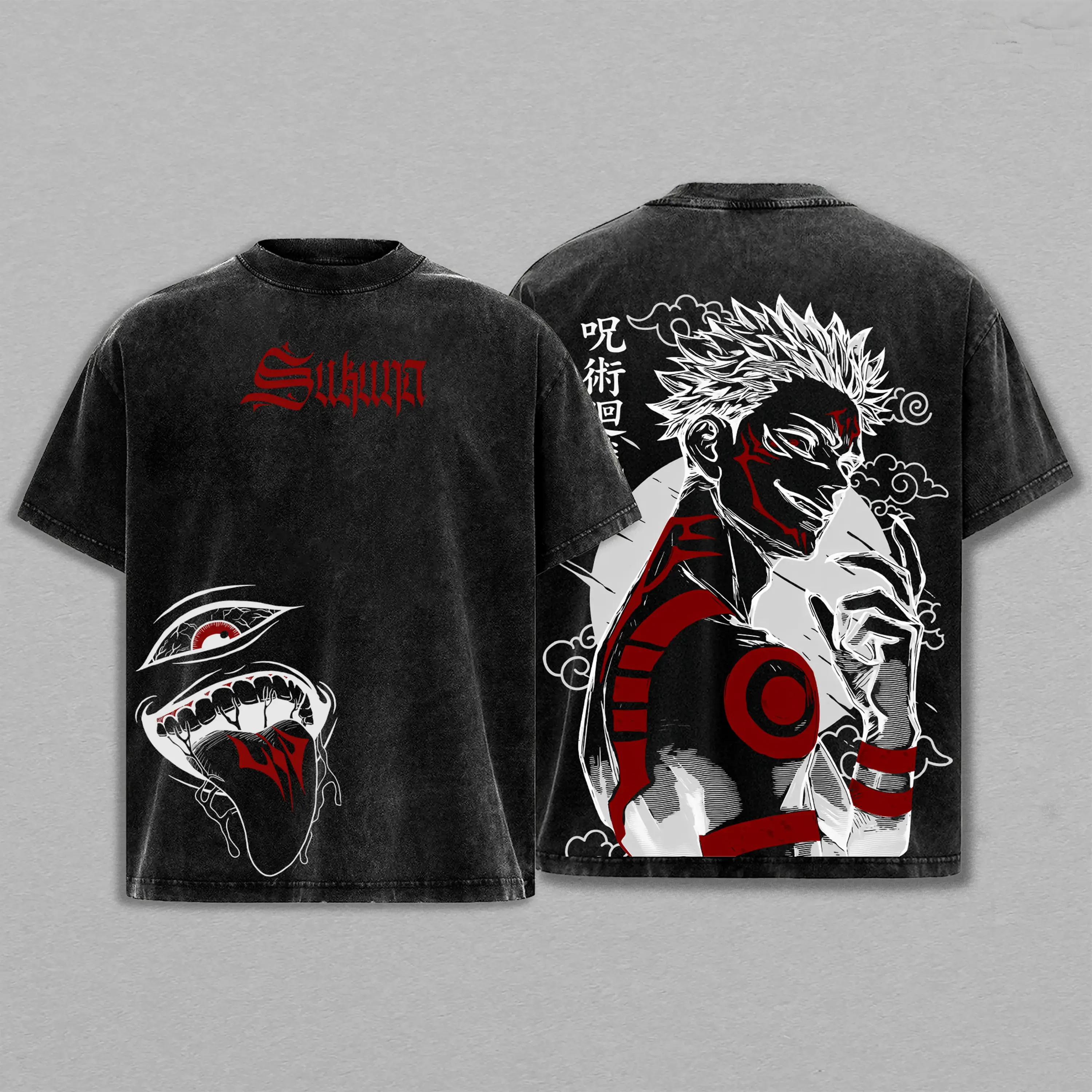 Sukuna Tee Washed – Jujutsu Kaisen Execution The Movie Culling Game Arc Vintage Oversized Heavy Cotton Double Printed Anime Manga T-Shirt, Retro Unisex Streetwear Graphic Top, Ryomen Sukuna’s Vessel Curse King Edition, JJK Japanese Otaku Gift Tee