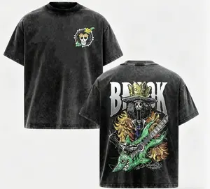 Brook One Piece Acid Washed Oversized T-Shirt, Vintage Graphic Tee, Soft Cotton Retro Streetwear, Y2K Casual Urban Outfit, Trendy 2025 Unisex Anime Fan Gift