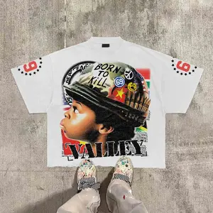 Vintage Warzone 69 Valley Dreams Peace Graphic 100% Cotton T-Shirt Cropped Tees