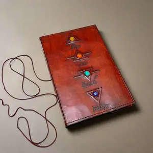 Earth Elements Refillable Leather Journal with Real Gemstones
