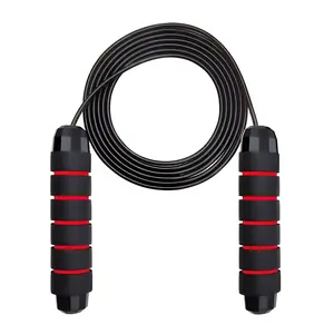 Adjustable Tangle Free Jump Rope with Ball Bearings, Quick Adjust Foam Handle, Portable Home Use Exercise Gear