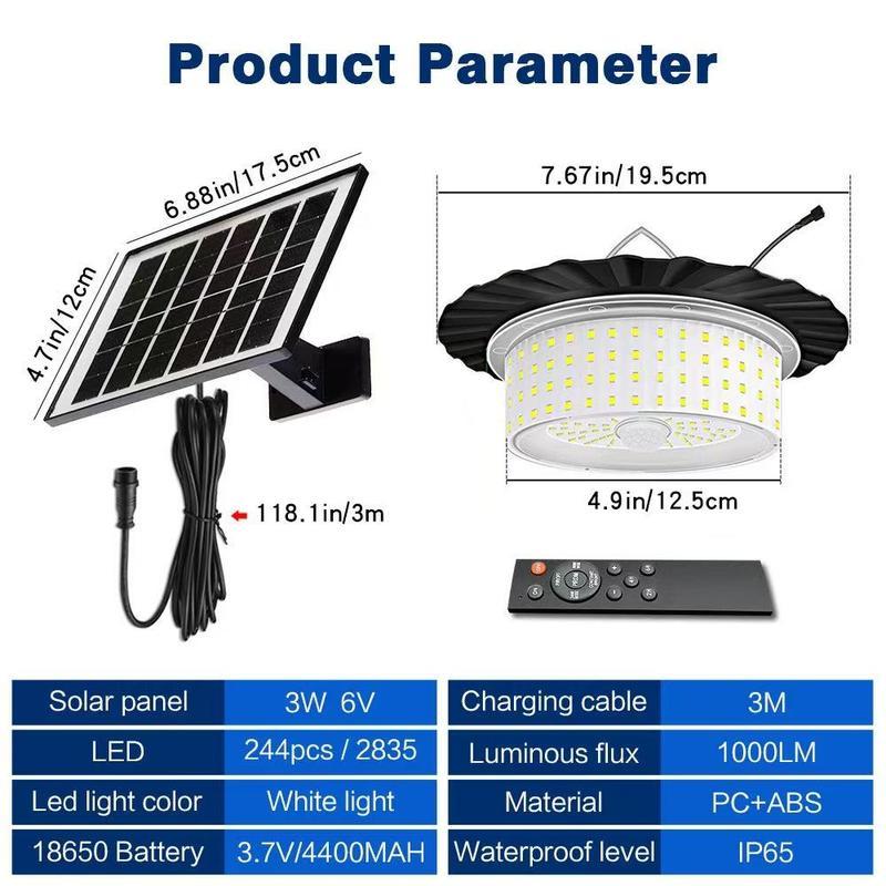 2026 Solar Shed Light, Portable Solar Pendant Lights Outdoor, 244 LED 360° Glow Waterproof Shed Light, 5 Modes Waterproof Floodlight with Remote Control for Shed, Barn, Gazebo, Yard, Patio, Garage