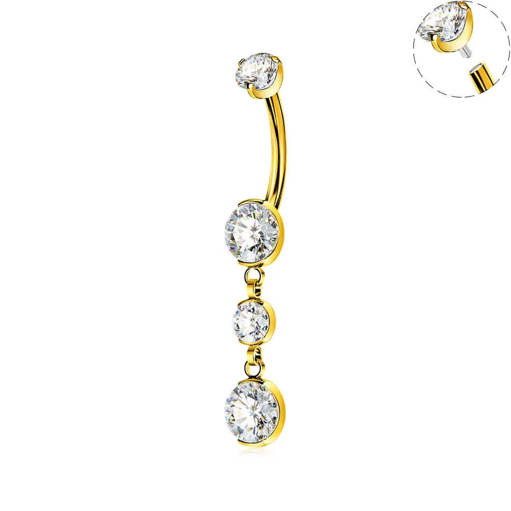 OUFER 14G Titanium Internally Threaded Dangle Belly Button Rings
