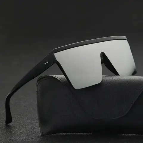 Vintage Men's Flat-Top Square Frame Sunglasses, UV400 Lens Classic Squarebody Eyewear, Polyamide Natural Material UV-Protective Casual Outdoor Unisex Fashion Accessories