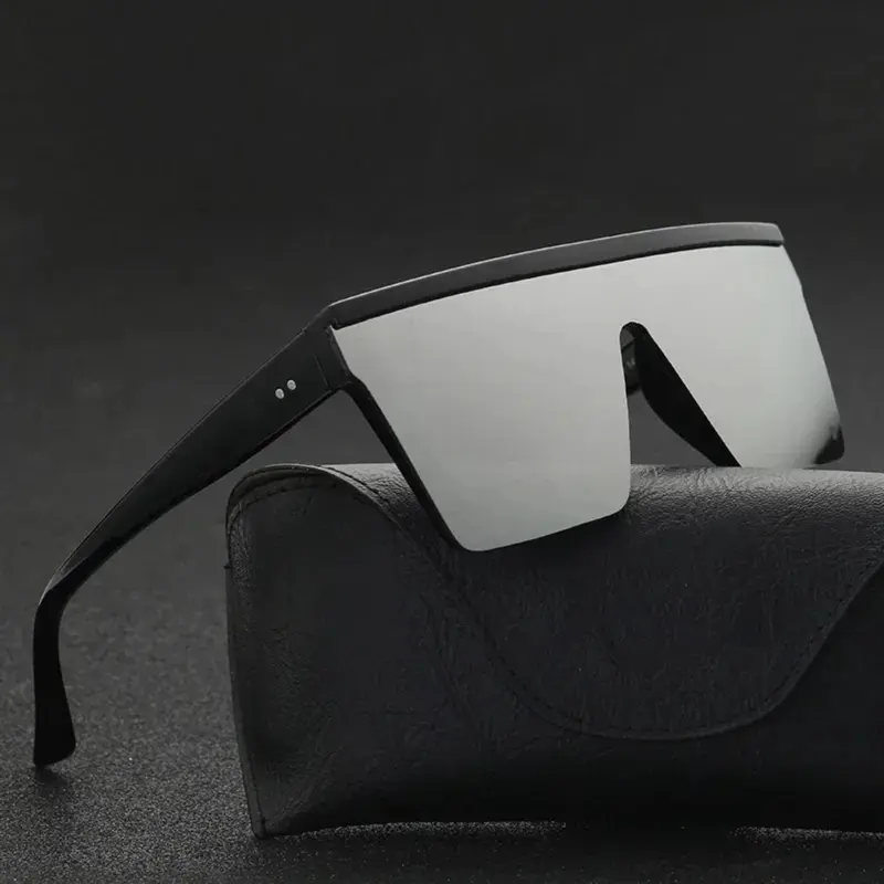 Vintage Men's Flat-Top Square Frame Sunglasses, UV400 Lens Classic Squarebody Eyewear, Polyamide Natural Material UV-Protective Casual Outdoor Unisex Fashion Accessories