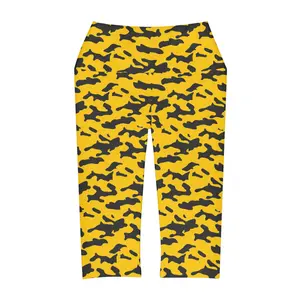 Yellow/Black Camo Yoga Capri Leggings