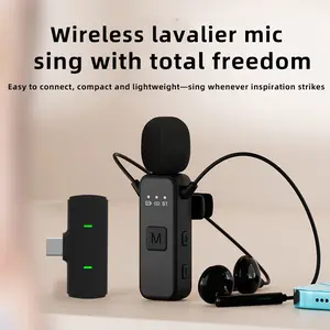 Wireless Lapel Microphone Lavalier Mic with Real-Time Monitor, Multiple Singing Modes & Voice Changer Effects, Ideal for Content Creation, Live Streaming, Interviews, Music Recording