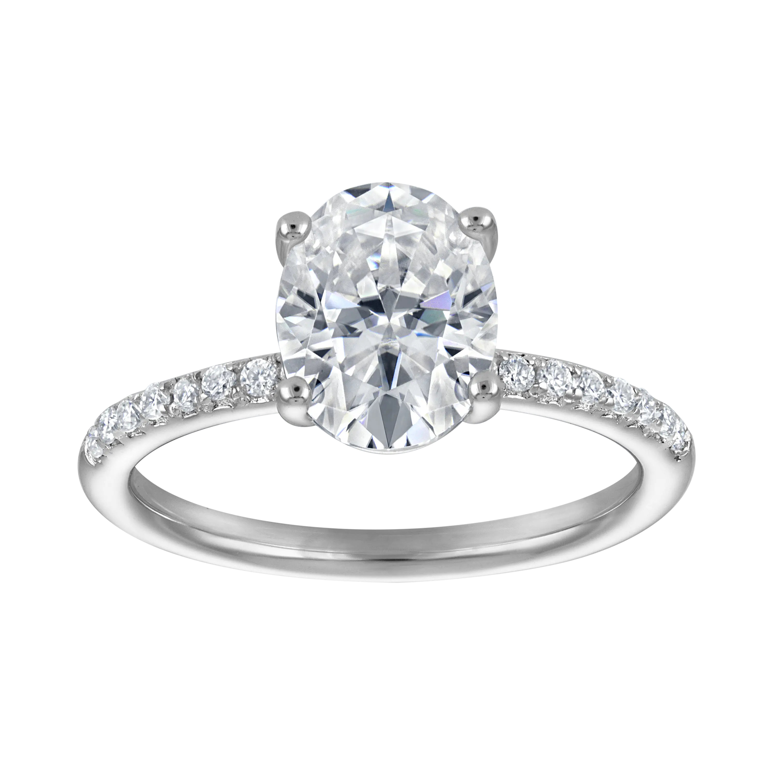 Pave 2ct. Oval Moissanite Travel Engagement Ring