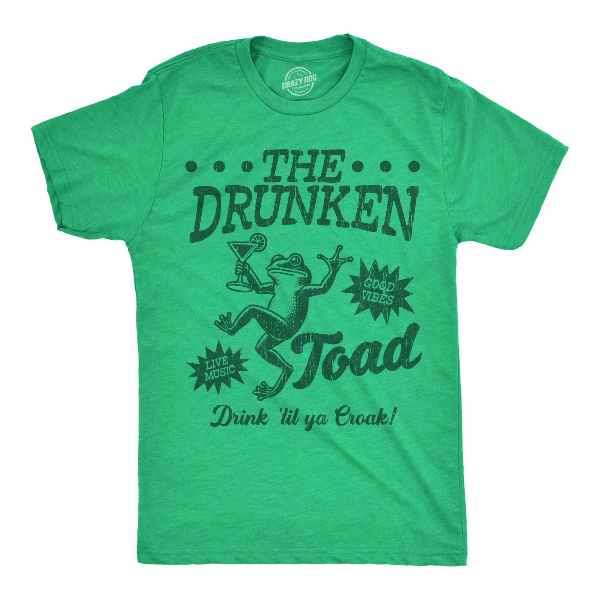 Mens Funny T Shirts The Drunken Toad Sarcastic Bar Graphic Novelty Tee for Men Mens Funny T Shirts Cool Vintage Fashion T-Shirt Gift Classic Menswear Funny Drinking Short Sleeve Novelty Tees for Guys Green -