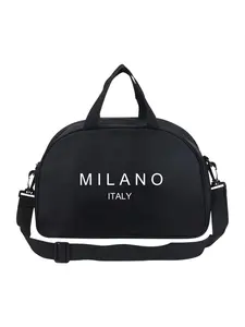 Milano Italy Print Fitness Bag, Casual Sports Bag, Large Capacity Multi-Pocket Crossbody Shoulder Bag, Casual Style for Yoga, Travel, Dance, All Seasons