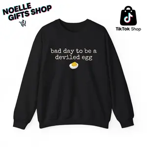 Bad Day To Be A Deviled Egg Funny Thanksgiving Shirt, Vintage Holiday Dinner Humor Hoodie, Retro Friendsgiving Food Joke Sweater, Classic Sarcastic Seasonal Sweatshirt