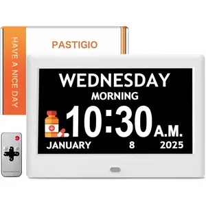 2025 New 7'' Large Display Dementia Digital Clock with Date and Time for Elderly, Auto-Dimming, 12 Reminders & 6 Alarms, Button & Remote Control, Auto DST Digital Calendar for Seniors