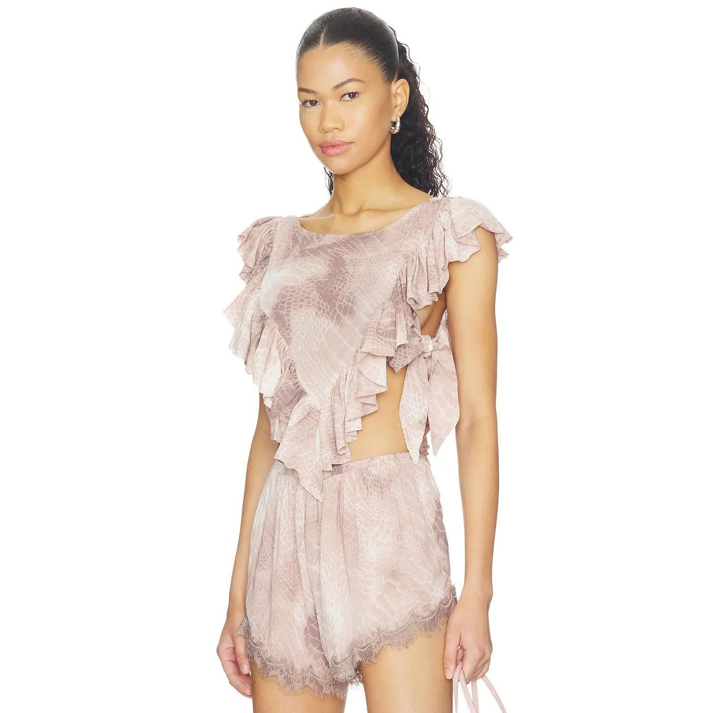 AFRM Cara Top in Dune Snake