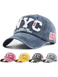 Vintage Fashion Nyc Embroidered Baseball Cap, Casual Hat, Washable Duckbill Design, Unisex Casual Style, Arc Brim Suitable for Daily Wear, Fitted Cap