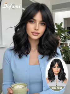 14-Inch Short Curly Wig with Bangs, Synthetic Hair, Natural Look, Easy to Style, Suitable for All Ages, Versatile for Any Occasion, Spiral Curly Wig
