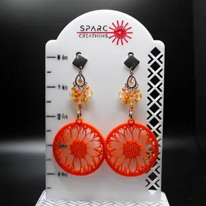Sunflower Earrings with Beaded Chandelier