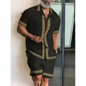 FashionMen'sShirtPersonalizedCasualShortSleeveShirtShortsSet