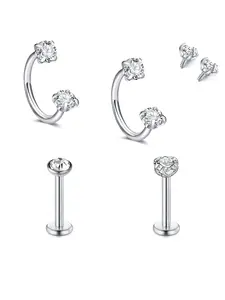 16g/18g Lip Studs Horseshoe Rings Internal Thread CZ Stainless Steel Snake Bite Monroe Labret Medusa Lip Piercing Jewelry Tragus Daith Forward Helix Conch Cartilage Earrings Studs Piercing Jewelry Body Piercing Jewelry for Women Men
