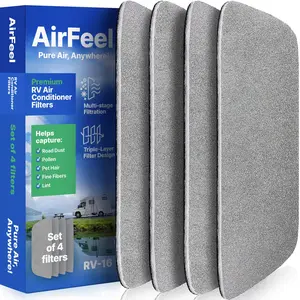 AirFeel Premium RV AC Filter for Coleman Mach – 6"x16" Triple-Stage Replacement (4-Pack) with Silver Reinforced Polyester Core & Carbon Enhanced Layer