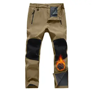 Men's Waterproof Fleece Lined Winter Insulated Outdoor Snowboard Hiking Trousers Snow Ski Pants with Zipper Bottom Leg