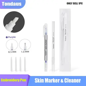 1pc Professional Sterile Skin Marker Pen & Magic Cleaner for Skin Marker Microblading Tattoo Eyebrow Lip Skin Marker Pen Measuring Ruler Set Tool Mark Pen Non-toxic Ink Surgical Skin Marker Pen For Permanent Makeup Microblading Eyebrow Tattoo Positioning