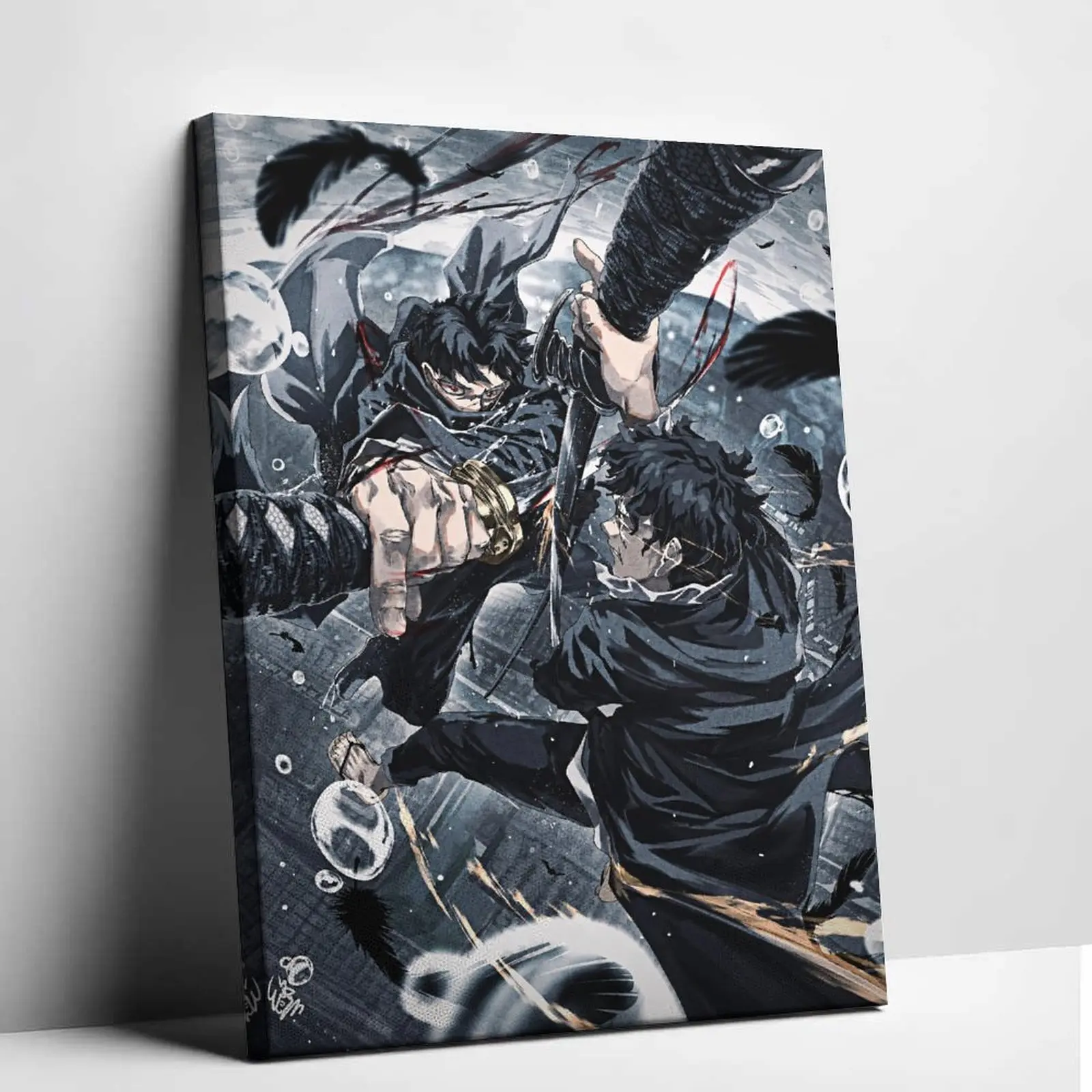 Kagurabachi Anime Canvas Wall Art Chihiro Katana Battle Poster Print Vintage Manga Samurai Canvas Painting Cool Dark Aesthetic Sword Graphic Picture Decor for Living Room Bedroom Studio