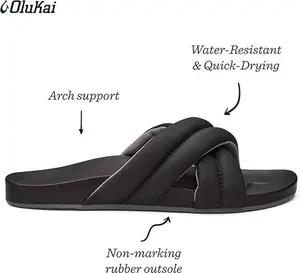 Size 10 - OLUKAI Hila Women's Beach Sandal - Black/Black