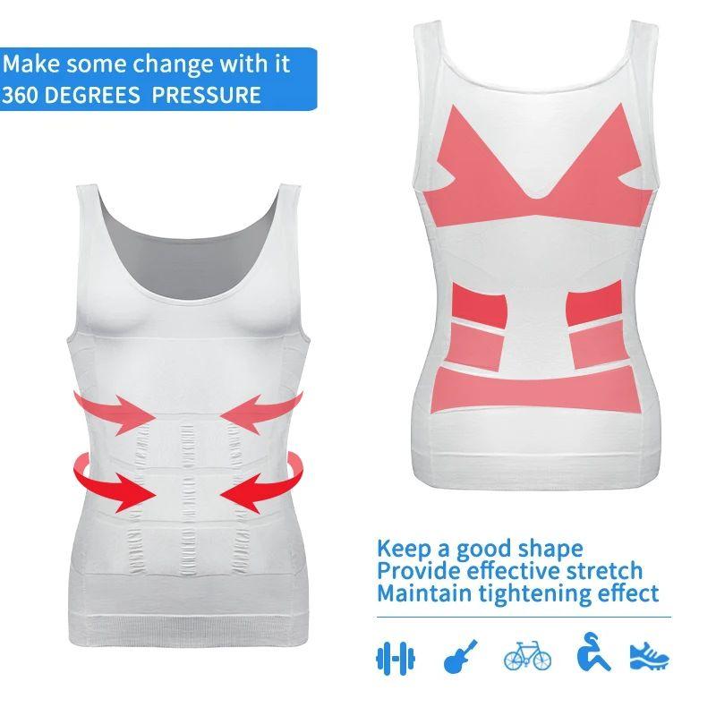 high quality Men's Body Shaper Shirt Tummy Vest Thermal Compression Base Layer  Muscle Tank Top Shapewear sauna vest