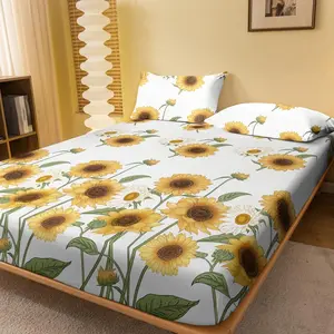 Flower & Butterfly Printed Fitted Sheet, 1 Count Soft Breathable Elastic Bedding Sheet Without Pillowcase, Stretch Bedspread For Home Bedroom Hotel Apartment Dormitory