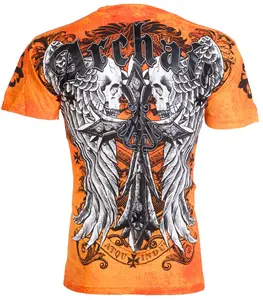 ARCHAIC AFFLICTION Men's T-Shirt LUSTROUS Wings Skull Biker S-5XL $40 Crewneck Cotton