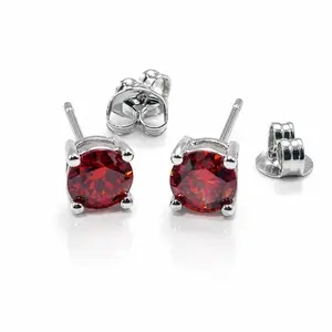 SKU-EH-009 Dazzling Red Ruby Tone Moissanite Stud Earrings | Timeless Vintage Jewelry
