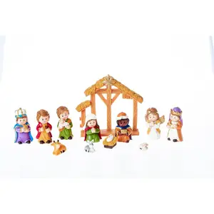 12 Pcs Christmas Nativity Set, Includes 11 Small Resin Figurines and a Manger, Nativity Scene Decor Religious Table Decorations Home Decor