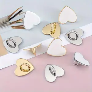 10pcs Heart-Shaped Metal Charm Clasps with Adhesive - DIY Craft Accessories for Phone Cases, Lanyards, Shoes, Boots & Watches, Minimalist Heart Charm