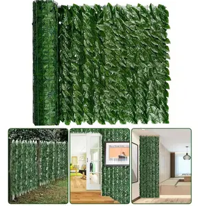 Realistic Leaf Artificial Fence Net, Fake Ivy Plant Vine Guardrail, Leaves Deep 50x300cm, Reinforced Stitching, Outdoor Garden Decor
