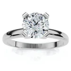 3/4ct Lab Grown Round Diamond Solitaire Engagement Ring 14k White Gold